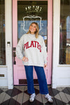PILATES & YOGA Print Reversible Mockneck Sweatshirt