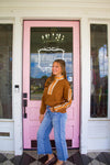 Blanchie Brown Zipper Detail Top