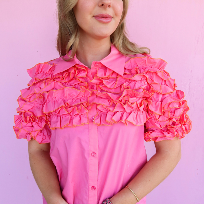 The Karlie Ruffle Button Up Top