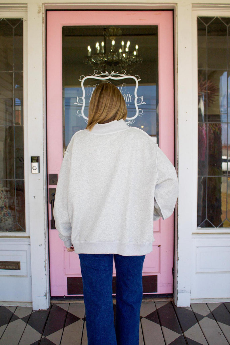 PILATES & YOGA Print Reversible Mockneck Sweatshirt