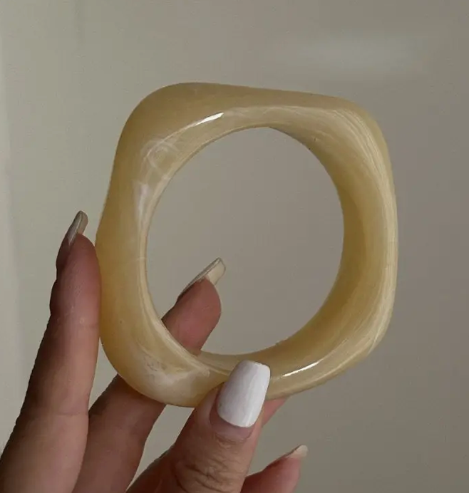 Khaki Irregular Acrylic Resin Bangle Bracelet