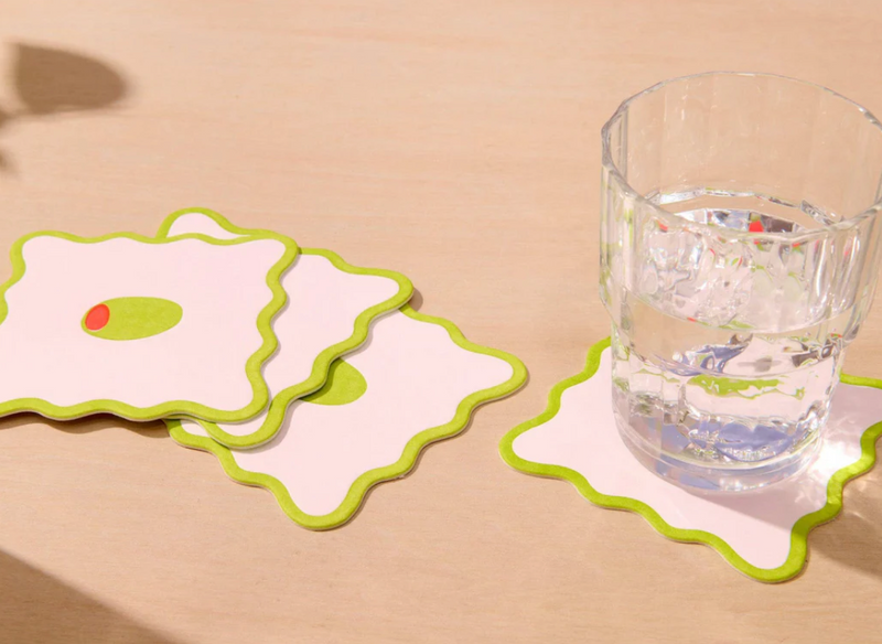 Crudite Vellum Coasters - Olive (Set of 4)