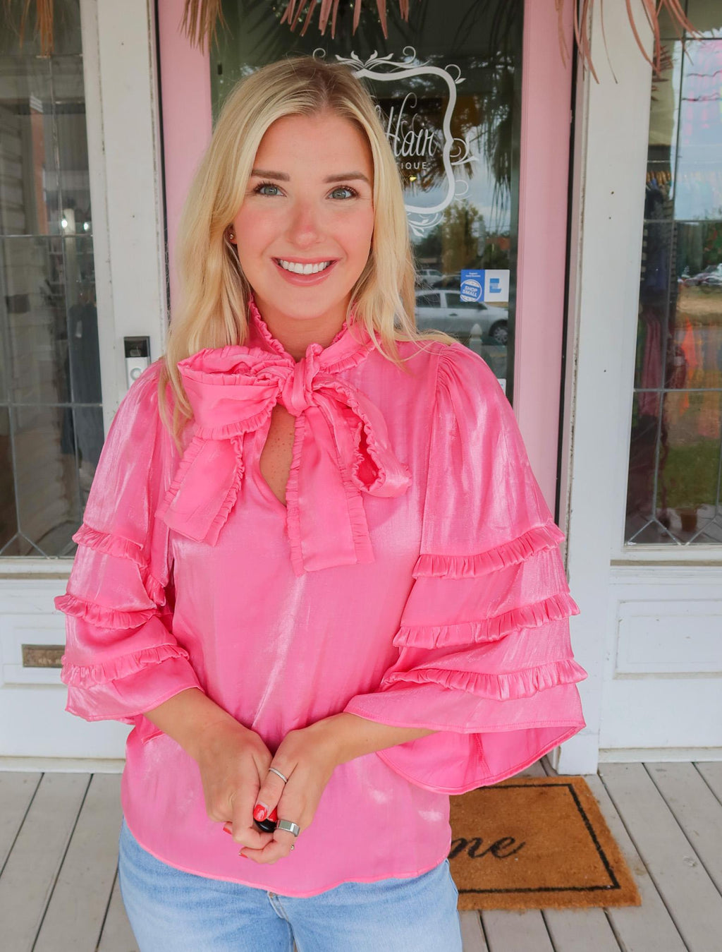 The Blair Pink Ruffle Top