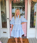 The Lena Blue Poplin Dress