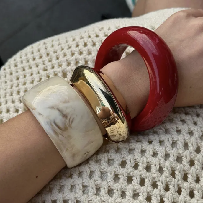 Beige Vintage Punk Geometric Acrylic Bracelet