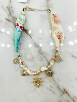 Sun & Multi Charm Scarf Necklace