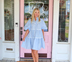 The Lena Blue Poplin Dress