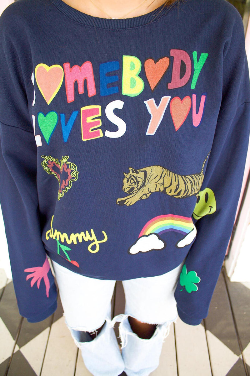 Somebody Loves You Navy Sweatshirt