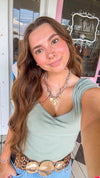 Beige/Gold Cross & Heart Charm Scarf Necklace