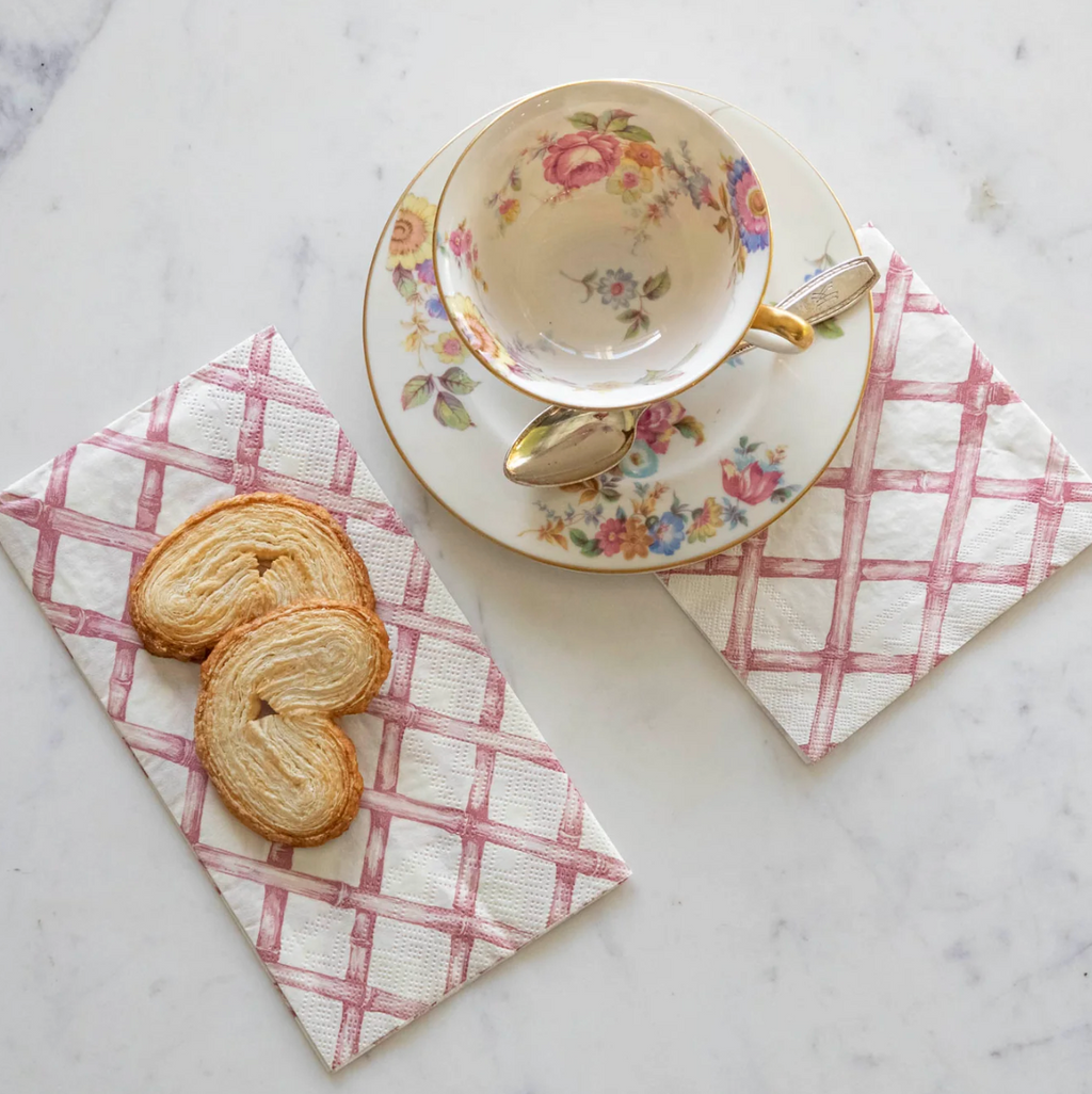 Pink Lattice Cocktail Napkin