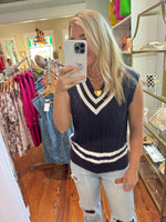 The Nell Navy Sweater Vest Top