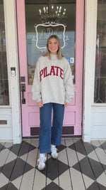 PILATES & YOGA Print Reversible Mockneck Sweatshirt