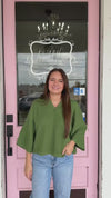 Everly Green Relaxed Top