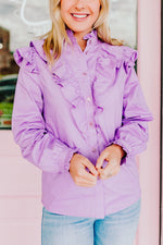 Karlie Lilac Ruffle Button Up Top